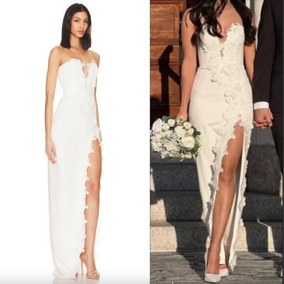 Elegant White Strapless Maxi Dress - Picture 2 of 16